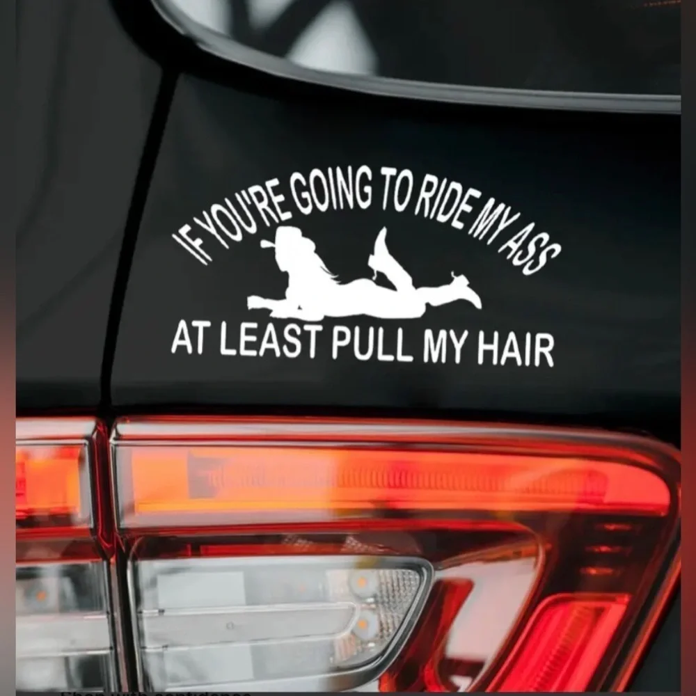 Funny Country Cowgirl Trucker Pull My Hair Ride My @** Car Decal Window Sticker